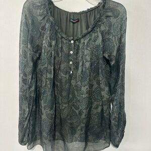 Floral Sheer Gray Blouse
